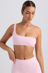 BO&TEE ONE-SHOULDER SPORTS BRA WASHED ICE PINK
